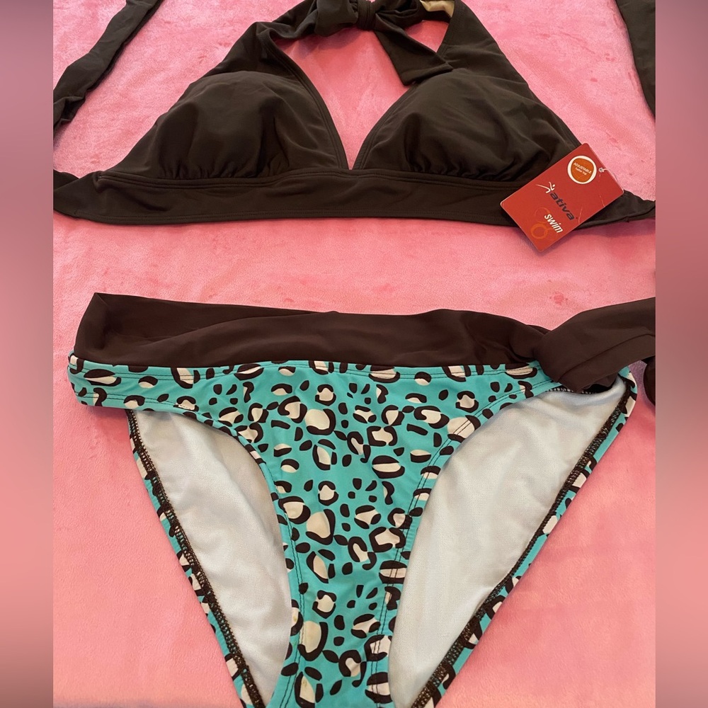 Swimwear 2 pc brown & blue